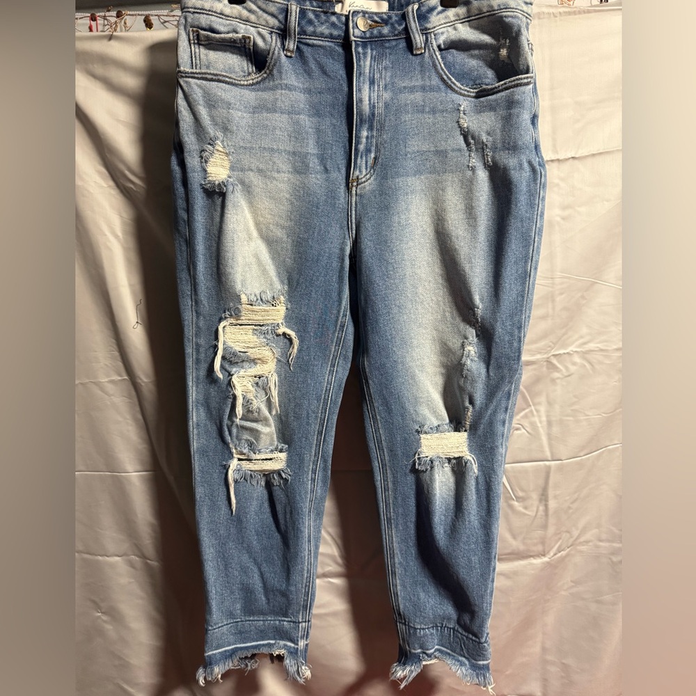 KanCan Light Blue Distressed Boyfriend Ankle Jeans